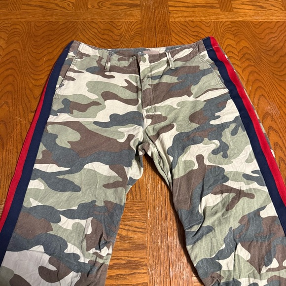 Mother The No Zip Misfit Pants in Camouflage Sz 27 Tapered Cropped Ankle Linen - Picture 5 of 16